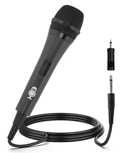 Singing Machine black wired handheld microphone with 10.5 foot cable
