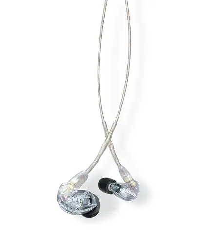 Shure SE215 PRO clear wired earbuds with over-ear cable design