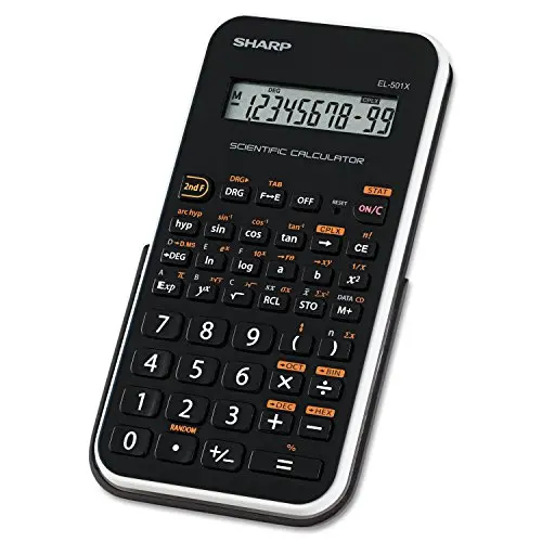 Sharp EL501X2BWH black and white scientific calculator with hard case