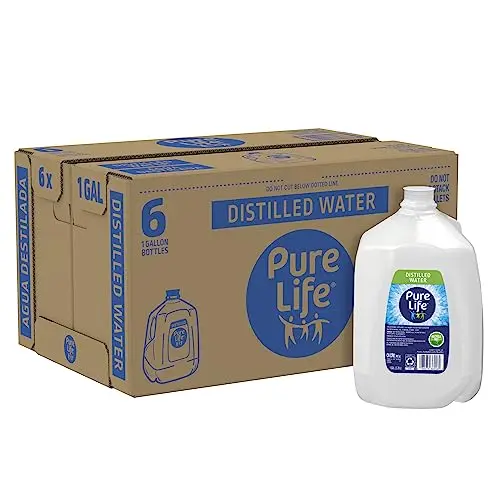 Case of six, one-gallon Pure Life distilled water jugs