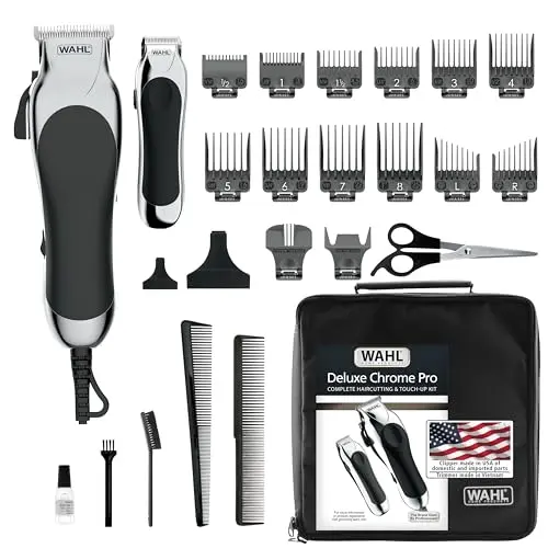 Wahl Deluxe Corded Chrome Pro hair clipper and trimming kit