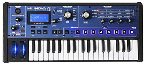 Novation MiniNova 37-mini-key synthesizer in blue