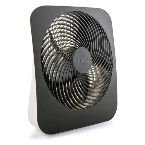 Treva 10-inch black table fan with built-in handle