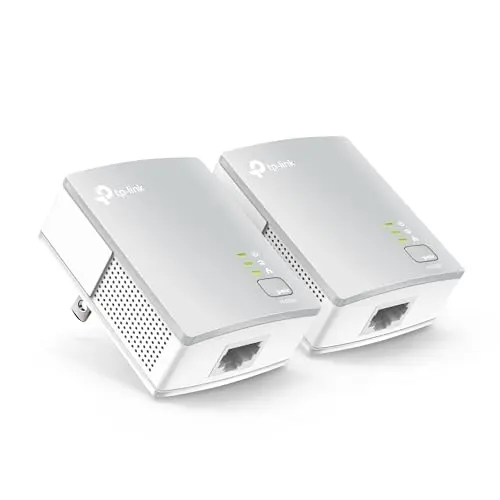 TP-Link TL-PA4010KIT AV600 Nano powerline Ethernet adapter kit with two small white units.