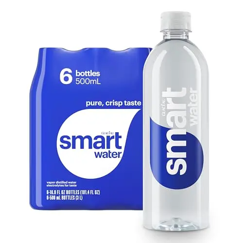 Pack of six smartwater vapor-distilled premium water bottles