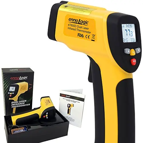ennoLogic eT650D yellow and black dual laser infrared thermometer