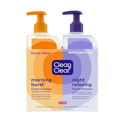 Clean & Clear 2-pack of Morning Burst and Night Relaxing facial cleansers