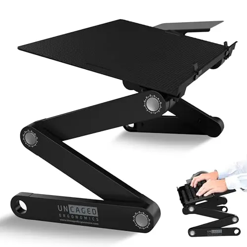 Uncaged Ergonomics black aluminum adjustable keyboard and mouse stand for desks