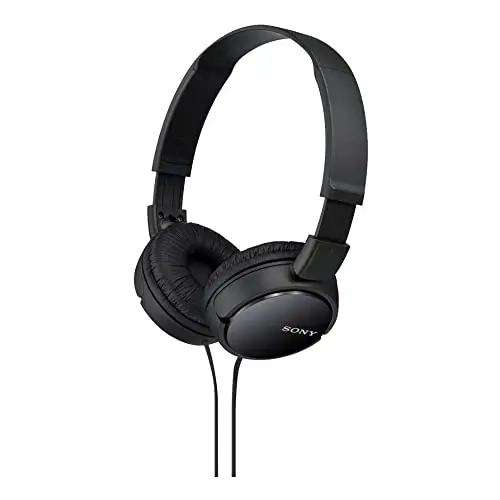 Sony ZX Series black on-ear headphones with swiveling earcups