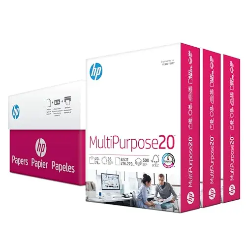 HP MultiPurpose 20lb white printer paper 3-ream case