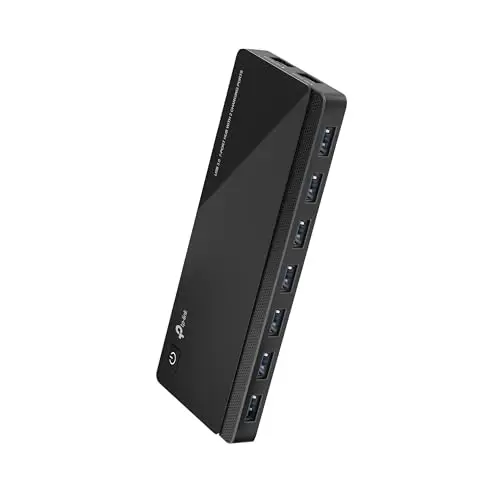 TP-Link black 7-port USB 3.0 hub with two smart charging ports