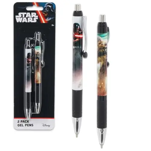 Pack of two Star Wars ballpoint pens featuring Darth Vader and Han Solo