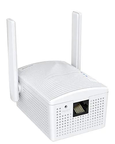 BrosTrend AC1200 white WiFi to Ethernet universal wireless bridge adapter with external antennas.