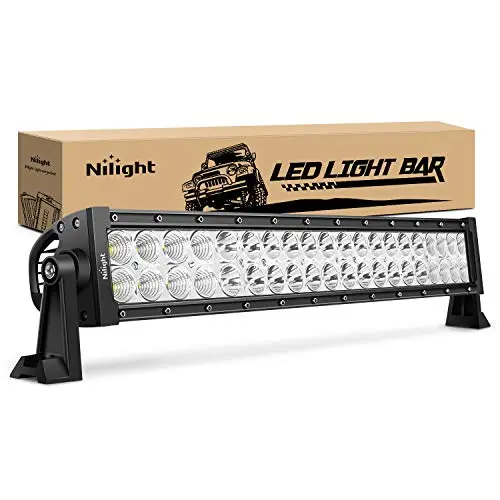Nilight 22-inch straight LED light bar with spot and flood combo beam pattern.