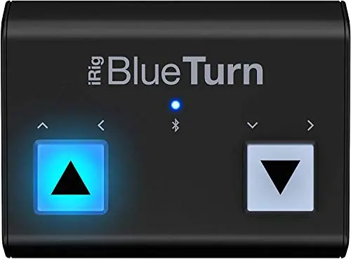 IK Multimedia iRig BlueTurn wireless pedal with blue backlit switches