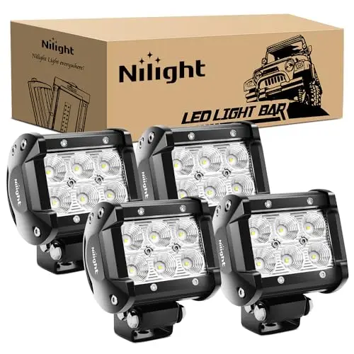 Four small square Nilight LED pod lights with adjustable mounts.