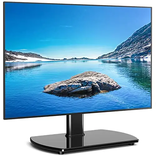 Rfiver swivel TV stand with black metal and glass design