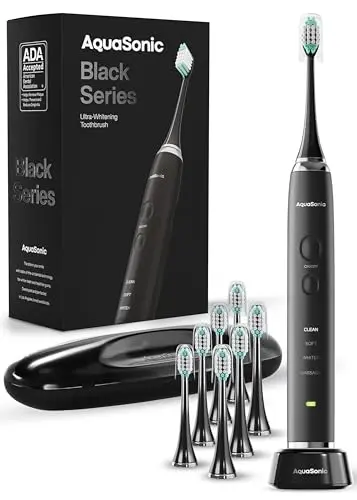 Aquasonic Black Series ultra whitening electric toothbrush with travel case