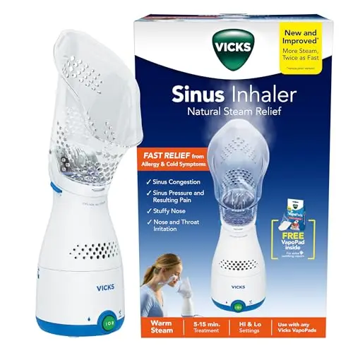 Vicks personal sinus steam inhaler with soft face mask for congestion relief