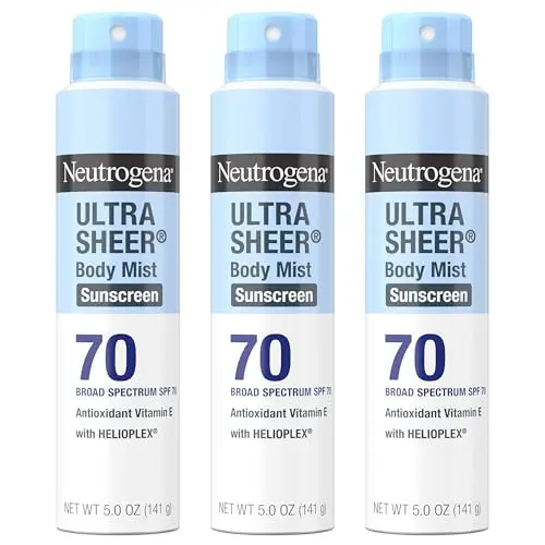 Neutrogena Ultra Sheer Body Mist Sunscreen Spray cans in a pack of three