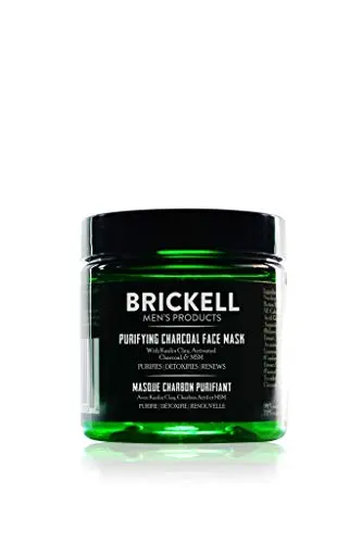 Brickell Men's Purifying Charcoal Face Mask jar with black clay