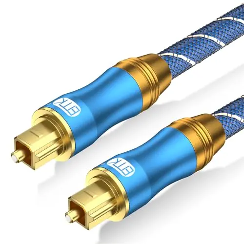 EMK 10ft heavy-duty braided digital optical audio cable