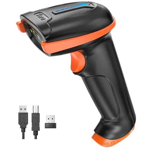 Tera wireless 1D laser barcode scanner with orange protective cover