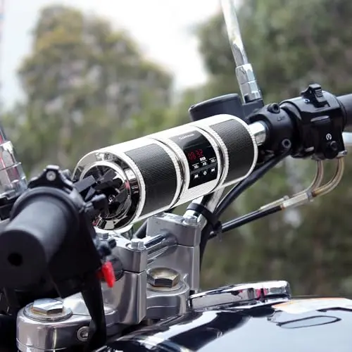 GoHawk RD8 silver waterproof motorcycle handlebar speakers