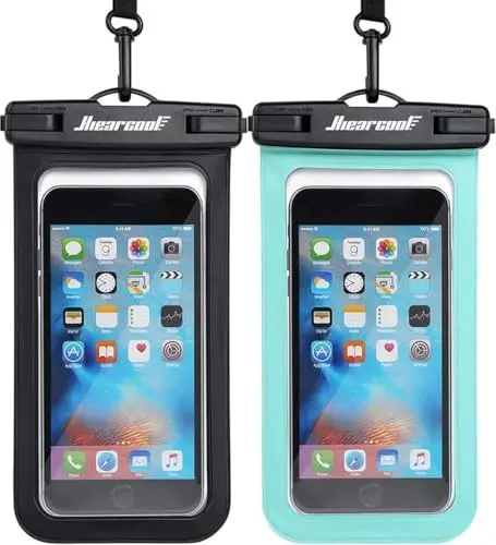 HIEARCHOOL black and green waterproof phone pouch with dual-lock seal
