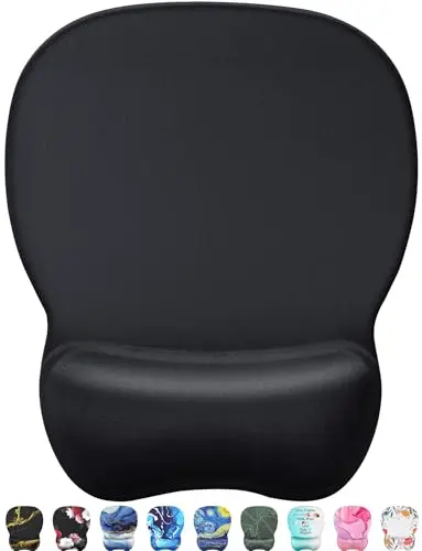MROCO black oval mouse pad with integrated gel wrist rest