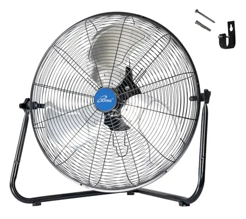 iLIVING 20-inch black heavy-duty floor and wall mount fan with metal grille