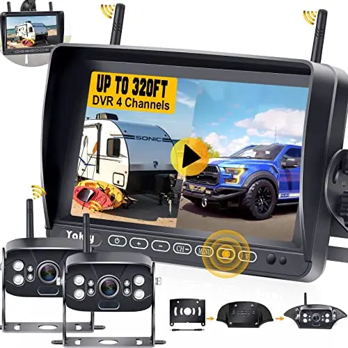 Yakry Y28 wireless backup camera system with 7-inch touch monitor, compatible with Furrion