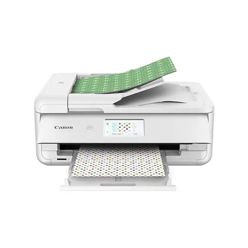 Canon TS9521C white all-in-one printer with crafting materials