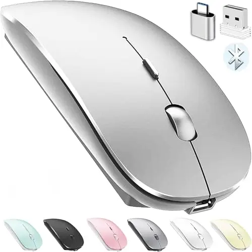 PEIBO silver wireless mouse with multiple connectivity options
