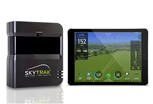 Original SkyTrak golf launch monitor in its metal protective case