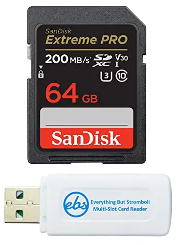 SanDisk 64GB Extreme Pro SD card and card reader bundle