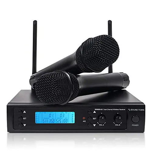 Sound Town professional UHF wireless microphone system with two handheld mics