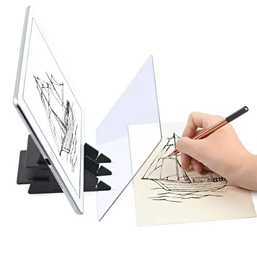 Optical drawing board with PMMA lens for tracing images on paper