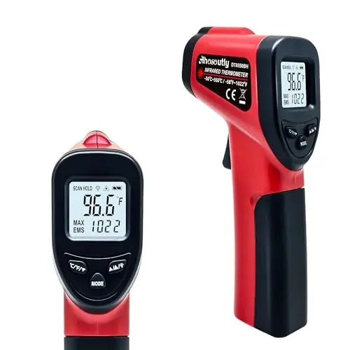 AHOSOUTLY red infrared thermometer gun with 9-point laser targeting