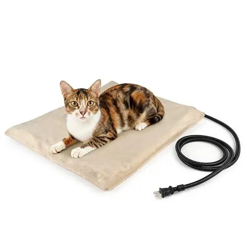 NICREW khaki colored basic heated pet pad with fleece cover