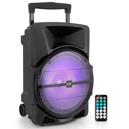Pyle wireless portable PA speaker with flashing party lights