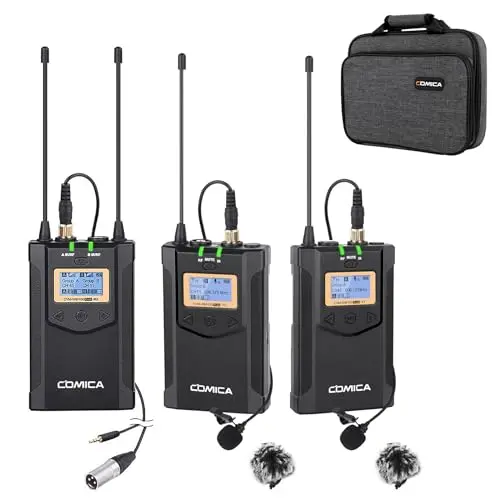 Comica CVM-WM100PLUS professional UHF wireless lavalier microphone system