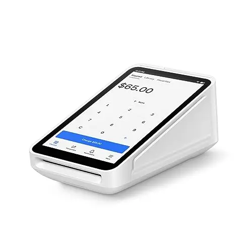 Square Terminal device showing a payment screen on its display