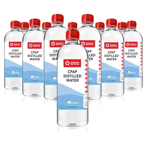Resway American Red Cross branded distilled water bottles in a 12-pack