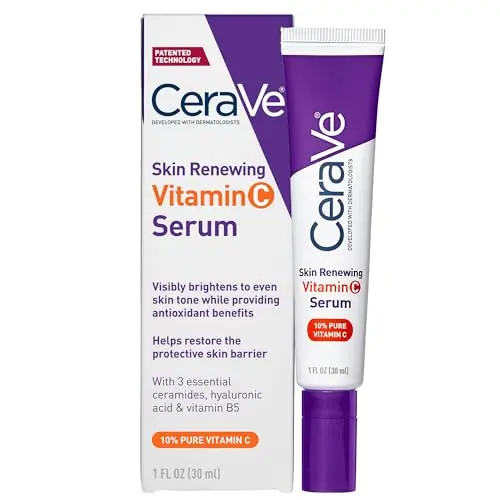 CeraVe Vitamin C Serum in a dark blue bottle with pump