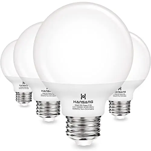 hansang G25 LED globe light bulbs in 5000K daylight white for bathroom vanities