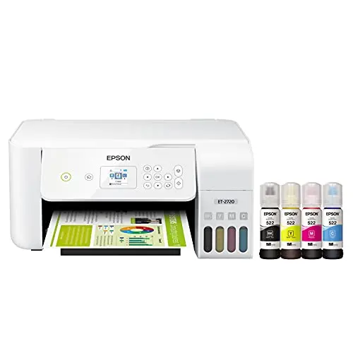 Epson EcoTank ET-2720 white all-in-one printer with refillable ink tanks