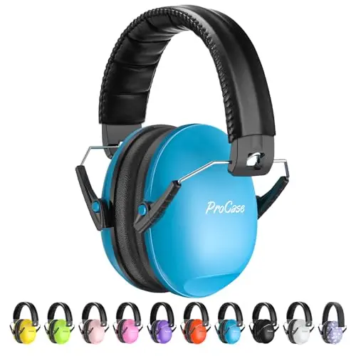 PROCASE Blue kids noise reduction earmuffs with adjustable headband