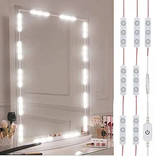 LPHUMEX LED vanity light strips with touch dimmer on mirror