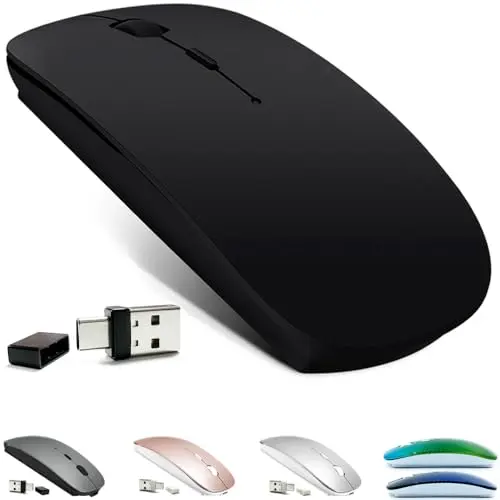 KLO black rechargeable mouse with multiple connection modes